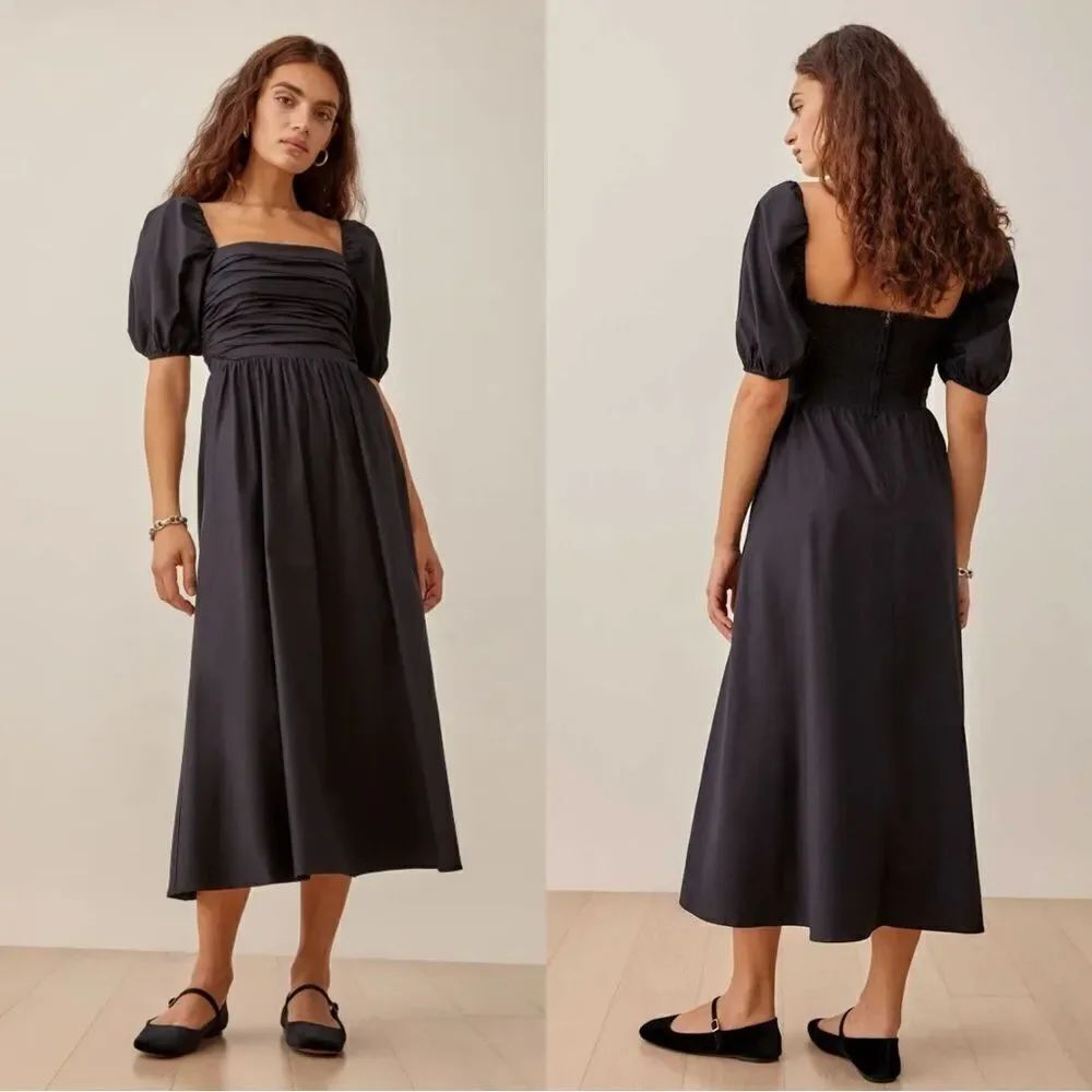 Reformation Rachelle Dress in black cotton